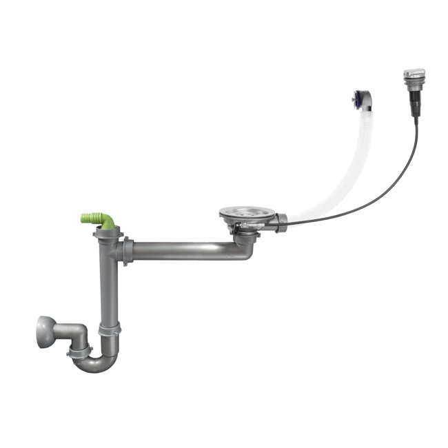 Siphon for granite inset sinks 1 bowl 3,5" bowl overflow, popup MILÓ